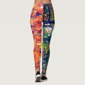 Orangefarbene und grüne Blätter Leggings (Rückseite)
