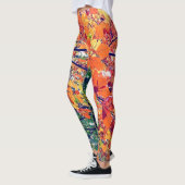 Orangefarbene und grüne Blätter Leggings (Links)