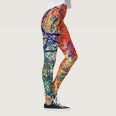 Orangefarbene und grüne Blätter Leggings (Rechts)