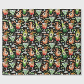 Orangefarbene und grüne Halloween-Cocktails und -T Geschenkpapier (Flach)