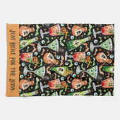 Orangefarbene und grüne Halloween-Cocktails und -T Geschirrtuch (Horizontal)