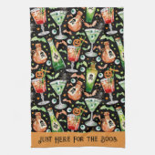 Orangefarbene und grüne Halloween-Cocktails und -T Geschirrtuch (Vertikal)