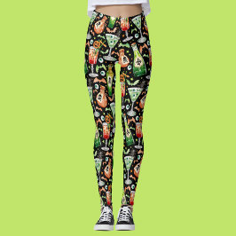 Orangefarbene und grüne Halloween-Cocktails und -T Leggings