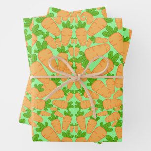 Orangefarbene und grüne Karotten Geschenkpapier Set