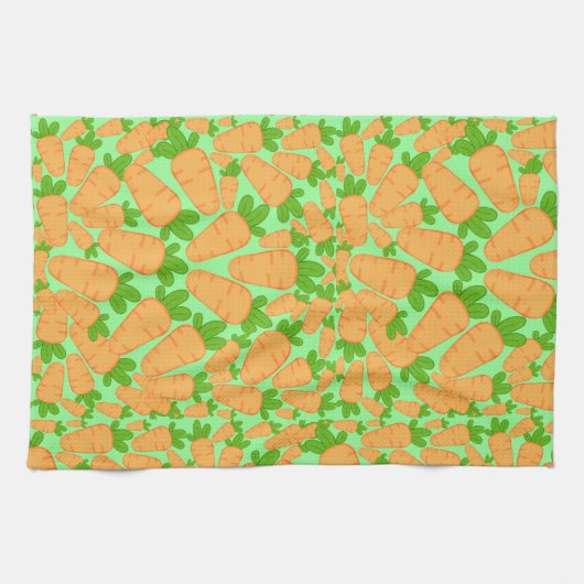 Orangefarbene und grüne Karotten Geschirrtuch (Horizontal)