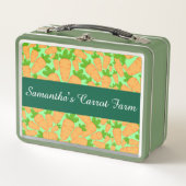 Orangefarbene und grüne Karotten Metall Brotdose (Vorderseite)