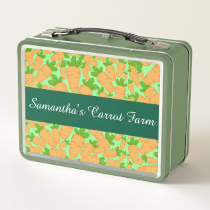Orangefarbene und grüne Karotten Metall Brotdose