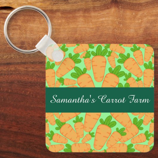 Orangefarbene und grüne Karotten Schlüsselanhänger (Vorderseite)