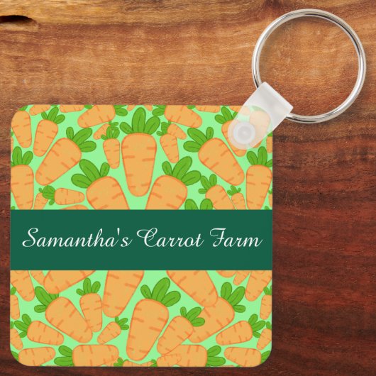Orangefarbene und grüne Karotten Schlüsselanhänger (Rückseite)