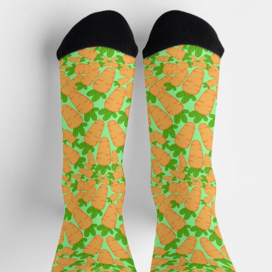 Orangefarbene und grüne Karotten Socken (Oben)
