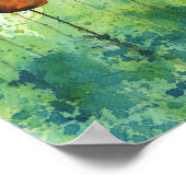 Orangefarbene und grüne Pflaumen, Aquarellmauer, B Poster (Ecke)