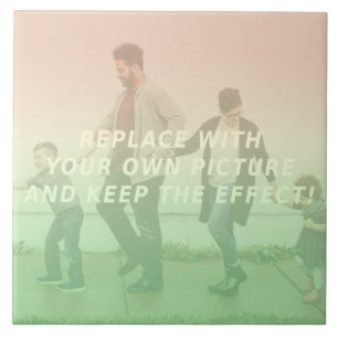 Orangefarbene und grüne Retro-Farblinie Fliese