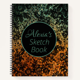 Orangefarbene und grüne schwarze Moody Personalisi Notizblock