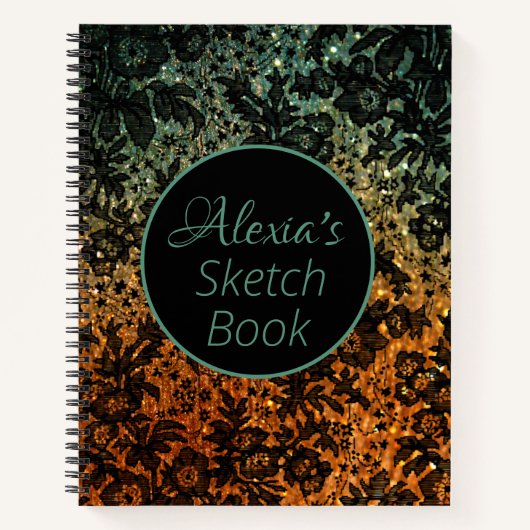 Orangefarbene und grüne schwarze Moody Personalisi Notizblock (Vorderseite)