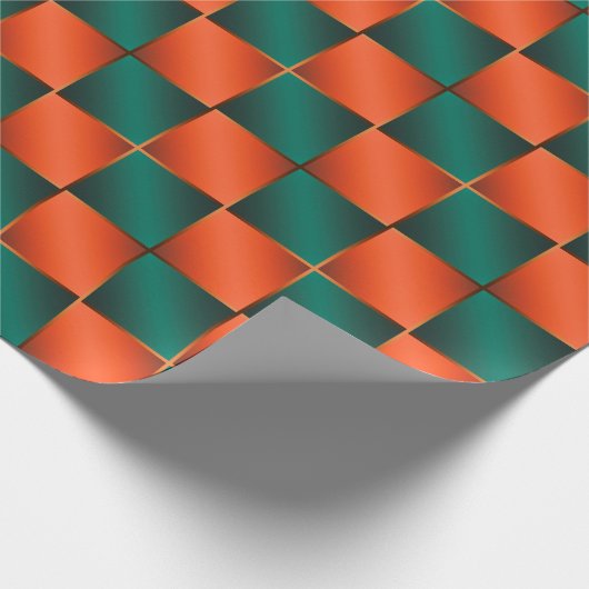 Orangefarbene und grüne Shiny-Karton Geschenkpapier (Ecke)