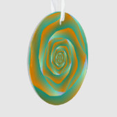 Orangefarbene und grüne Spirale Rose Ornament (Vorderseite)