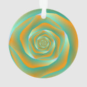 Orangefarbene und grüne Spirale Rose Ornament (Rückseite)
