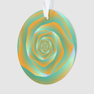 Orangefarbene und grüne Spirale Rose Ornament