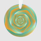 Orangefarbene und grüne Spirale Rose Ornament (Vorderseite)