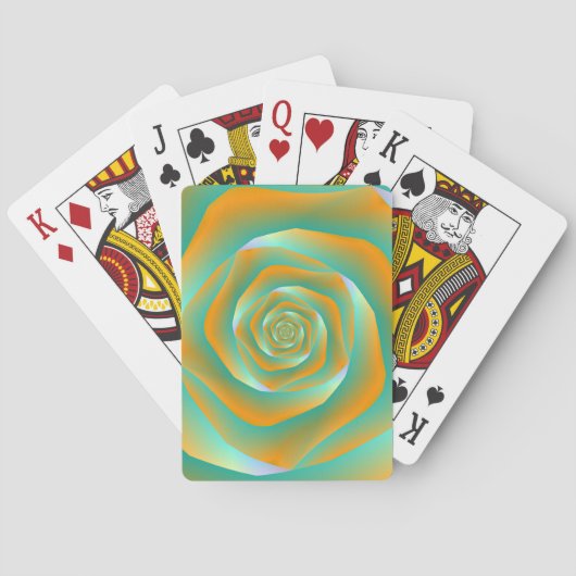 Orangefarbene und grüne Spiralgärten Rose Spielkar Spielkarten (Rückseite)