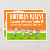 Orangefarbene und grüne Tumbling-Gym-Party Einladu Einladung (Vorne/Hinten)