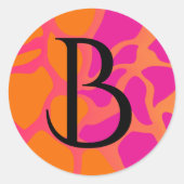 Orangefarbene und heiß rosa Farbenmonogramm Runder Aufkleber (Vorderseite)