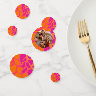 Orangefarbene und heiß rosa Farbgebung mit Foto Konfetti