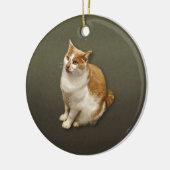 Orangefarbene und Kurze Haarkatze Keramik Ornament (Links)