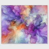 Orangefarbene und Lila Alkoholtinte Abstrakt Geschenkpapier (Flach)