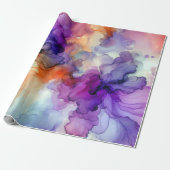Orangefarbene und Lila Alkoholtinte Abstrakt Geschenkpapier (Ungerollt)