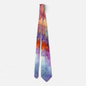 Orangefarbene und Lila Alkoholtinte Abstrakt Krawatte (Rückseite)