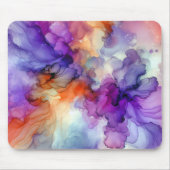 Orangefarbene und Lila Alkoholtinte Abstrakt Mousepad (Vorne)