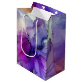 Orangefarbene und Lila Alkoholtinte Mittlere Geschenktüte (Vorderseite Schrägansicht)