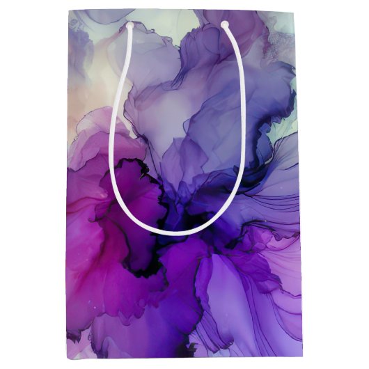 Orangefarbene und Lila Alkoholtinte Mittlere Geschenktüte (Vorderseite)