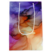 Orangefarbene und Lila Alkoholtinte Mittlere Geschenktüte (Rückseite)