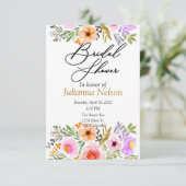 Orangefarbene und lila Aquarellblumen Einladung (Stehend Vorderseite)