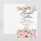 Orangefarbene und lila Aquarellblumen Einladung (Vorne/Hinten)
