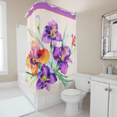 Orangefarbene und lila Blume Duschvorhang (Beispiel)