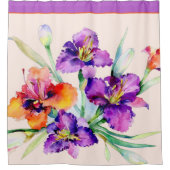 Orangefarbene und lila Blume Duschvorhang (Vorderseite)