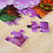 Orangefarbene und lila Dahlien-Blume Puzzle (Seite)