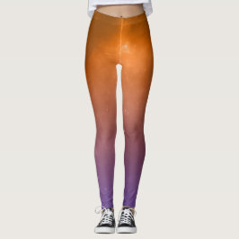 Orangefarbene und Lila feste Leggings
