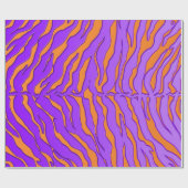 Orangefarbene und Lila Tigerstreifen Geschenkpapier (Flach)