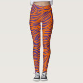 Orangefarbene und lila Tigerstreifen Leggings (Vorderseite)