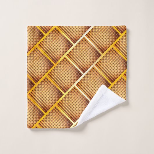 Orangefarbene und ockerfarbene Plätze mit abstrakt Badhandtuch Set (Waschlappen)