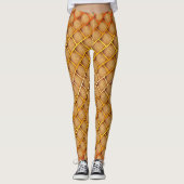 Orangefarbene und ockerfarbene Plätze mit abstrakt Leggings (Vorderseite)