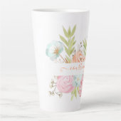 Orangefarbene und rosa Aquarellblumen personalisie Milchtasse (Vorderseite)