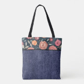 Orangefarbene und rosa Blume und Denim Tasche (Rückseite)