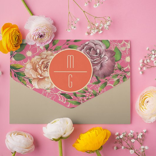 Orangefarbene und rosa Blumenzehen All In One Einladung