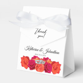 Orangefarbene und rosa Blüten - Hochzeit Vielen Da Geschenkschachtel