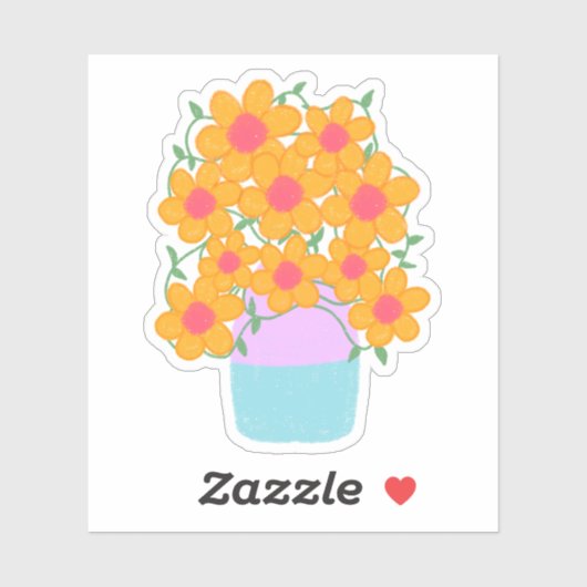 Orangefarbene und rosa Frühlingsblumen Aufkleber (Blatt)